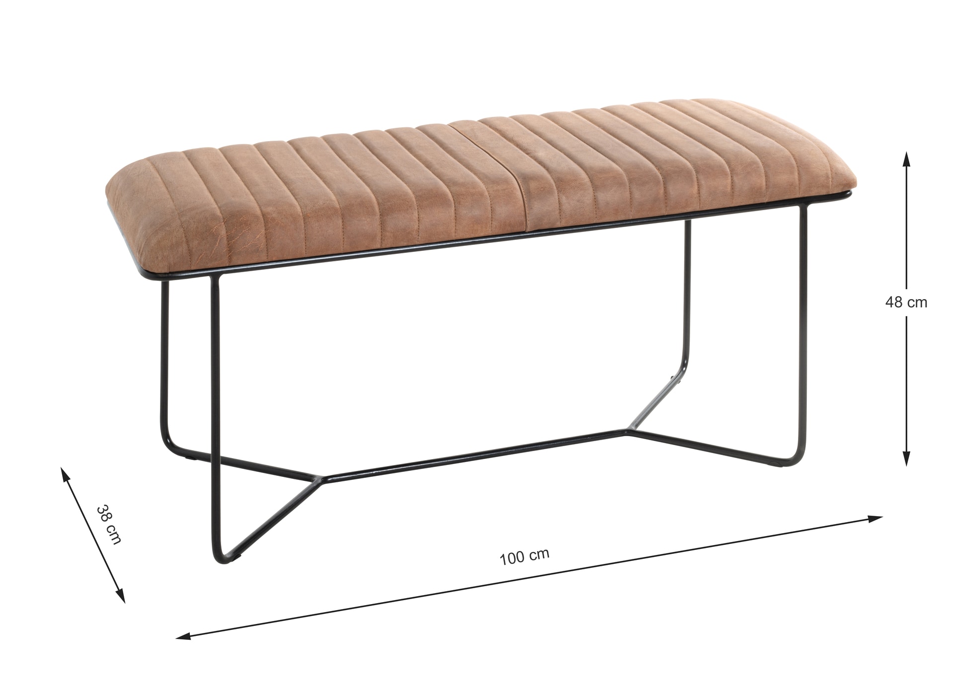 Sitzbank 100 x 48 cm Lederbezug braun/schwarz