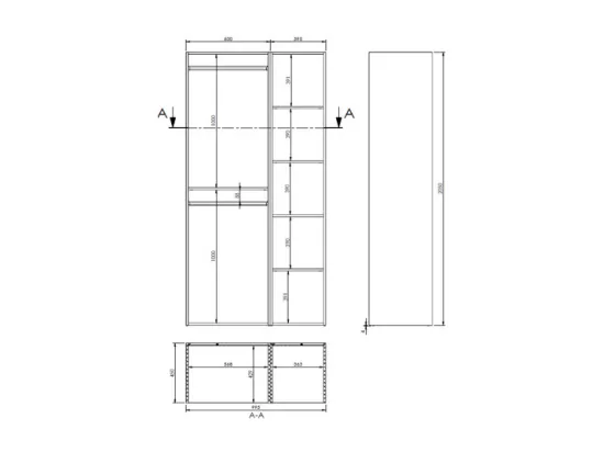 Dressing d'angle modulable - L144,5 cm - Blanc et naturel - TAMOKA