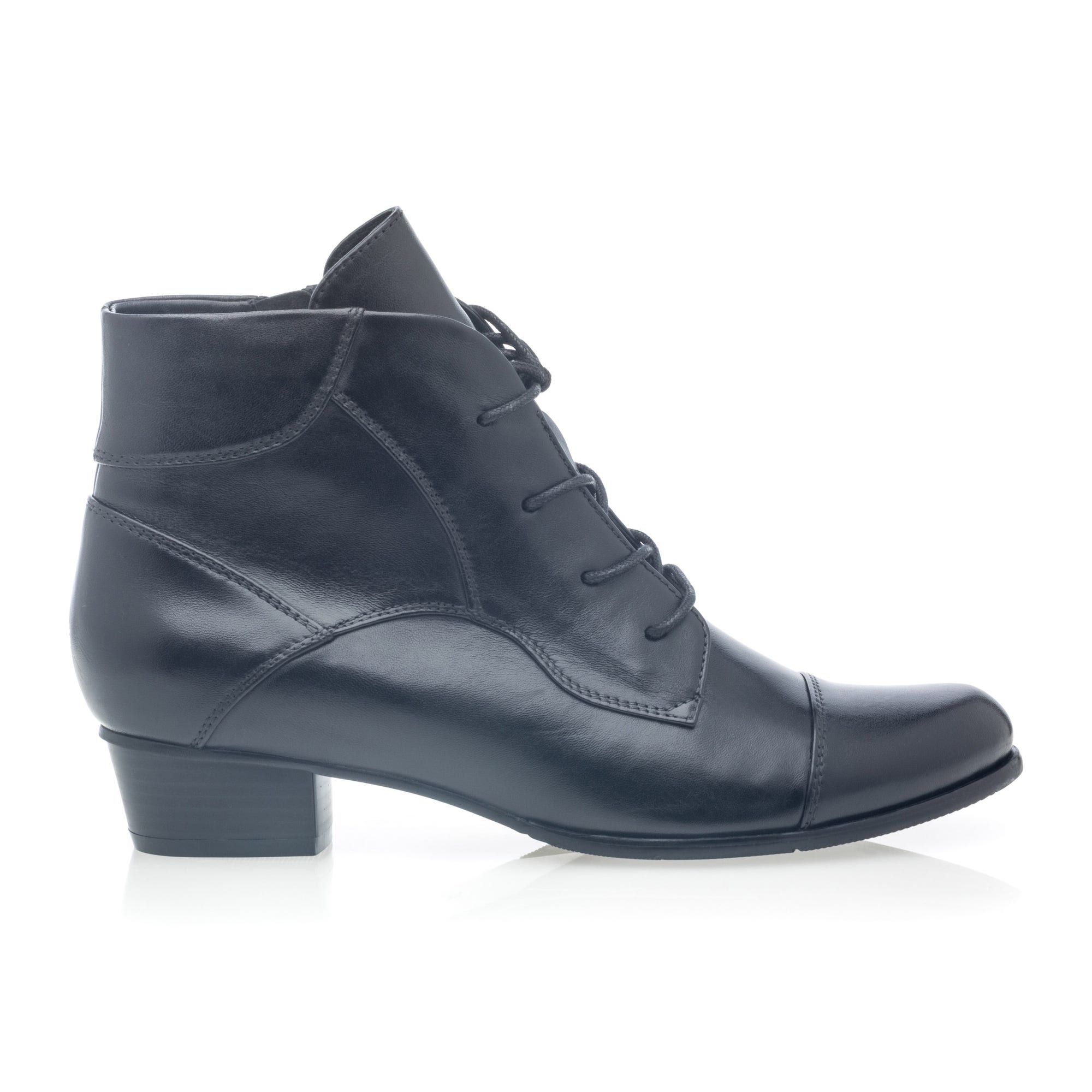 Bottines à lacets Femme en cuir noir