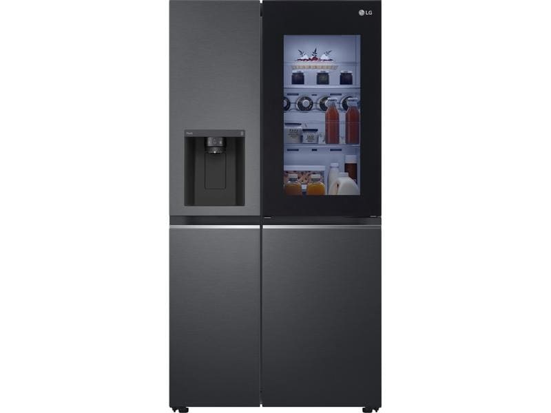 LG Foodcenter GSXV91MCLE Matte Black Side by Side Kühlgerät mit Fenster und Innenbeleuchtung