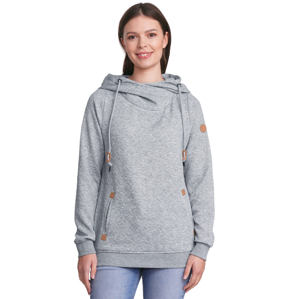 Gina Damen Hoodie mit Strukturmuster hellgrau