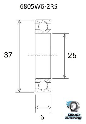 Roulement Black Bearing Céramique 61805-2RS W6 25 x 37 x 6 mm