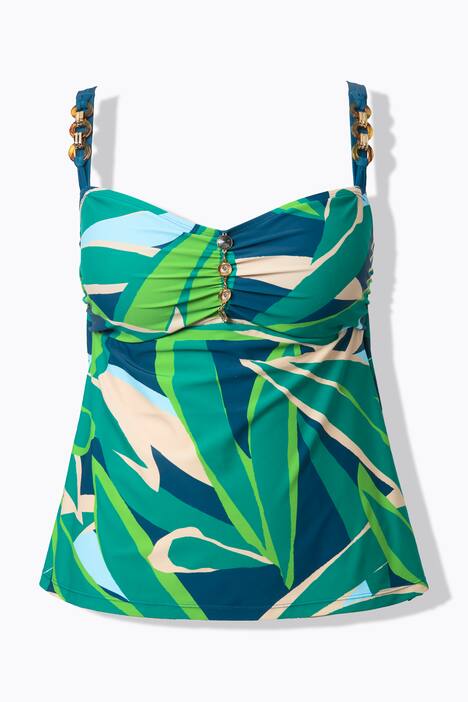 Tankini, Blätter, Softcups, Träger verstellbar, dunkles petrol