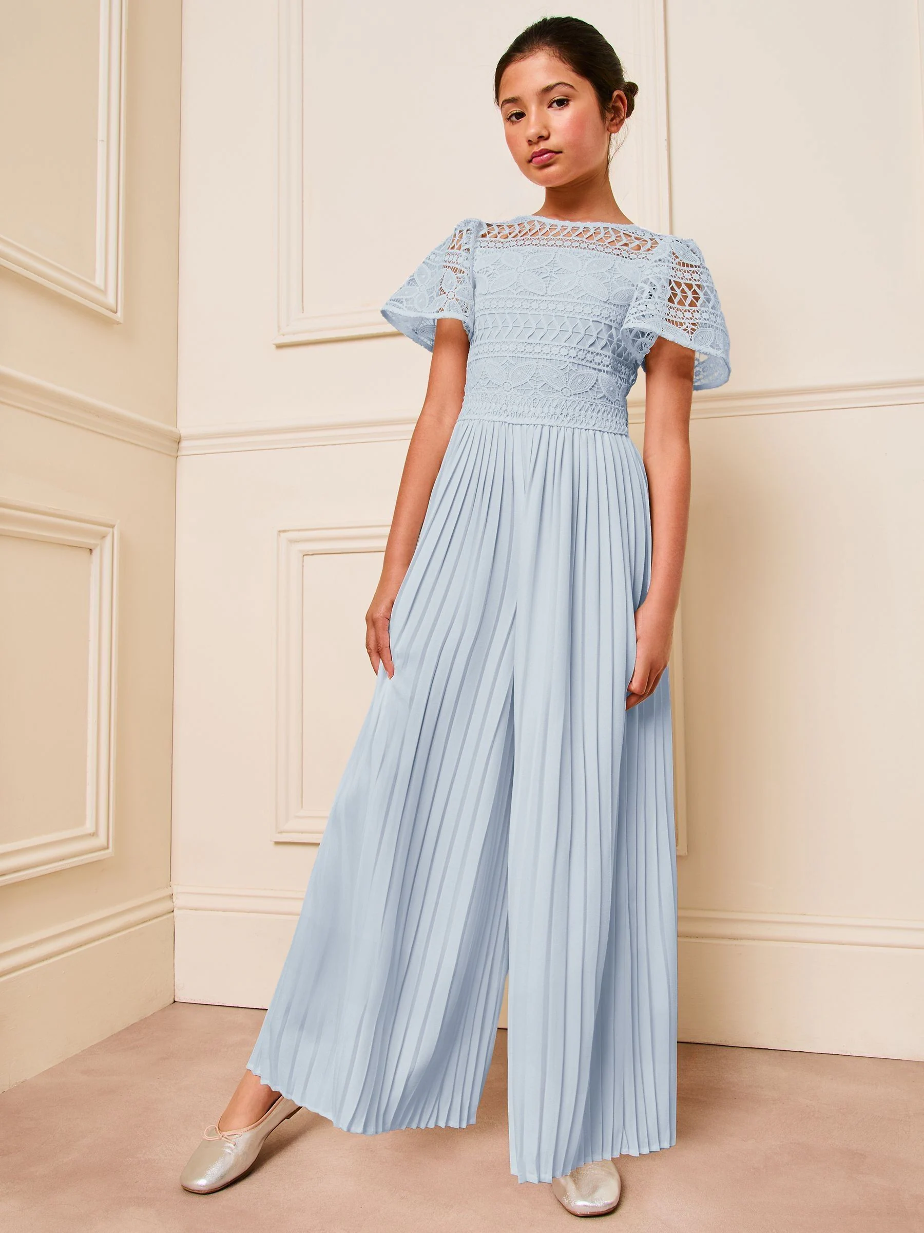 Lipsy geplooide gelegenheids-jumpsuit met fladdermouwen (5-16jr)