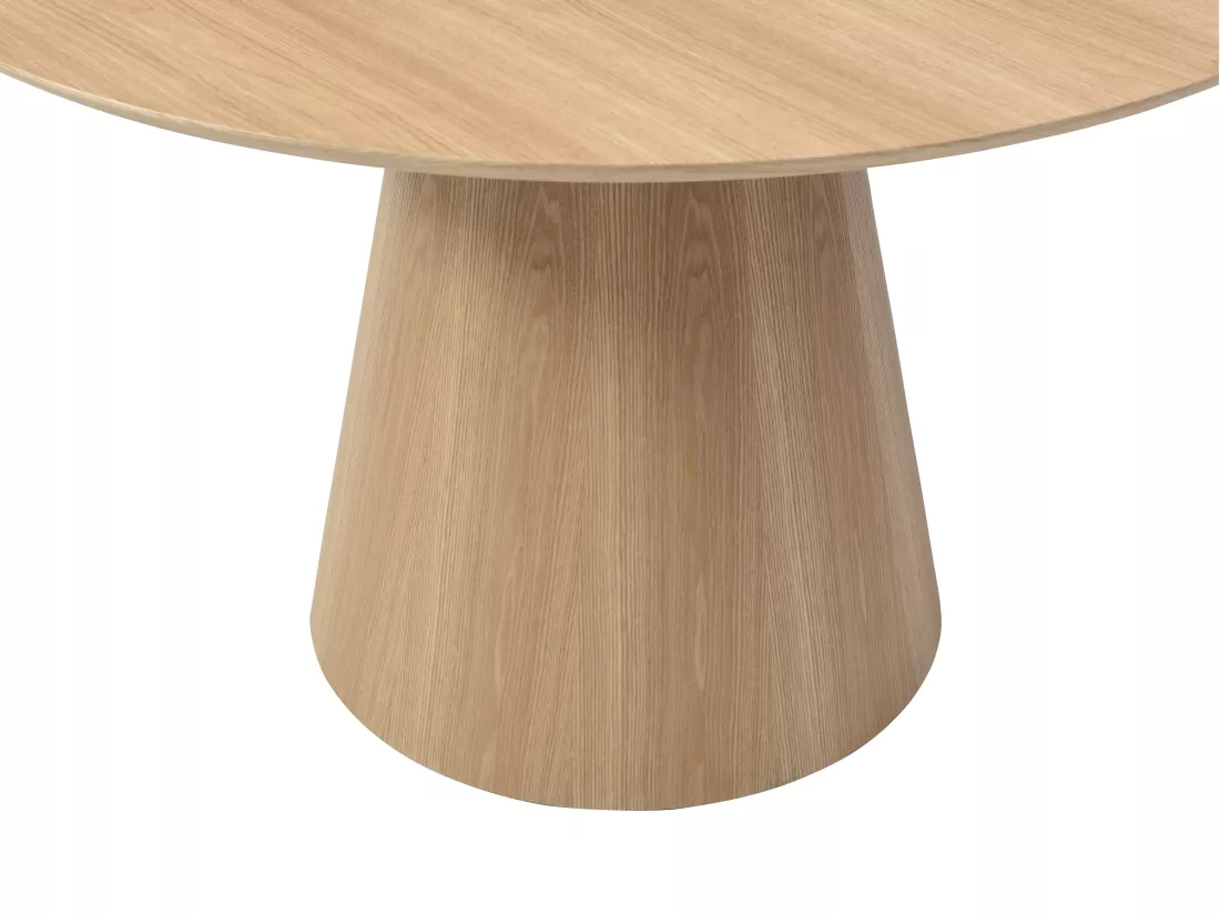 Table à manger ronde 4 personnes placage frêne - Naturel clair - ANTALIZA