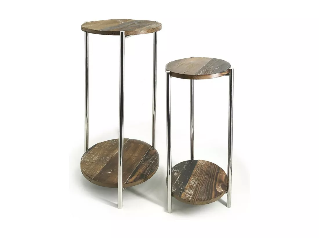 Lot de 2 consoles Acier Marron - Décoration d'Autrefois