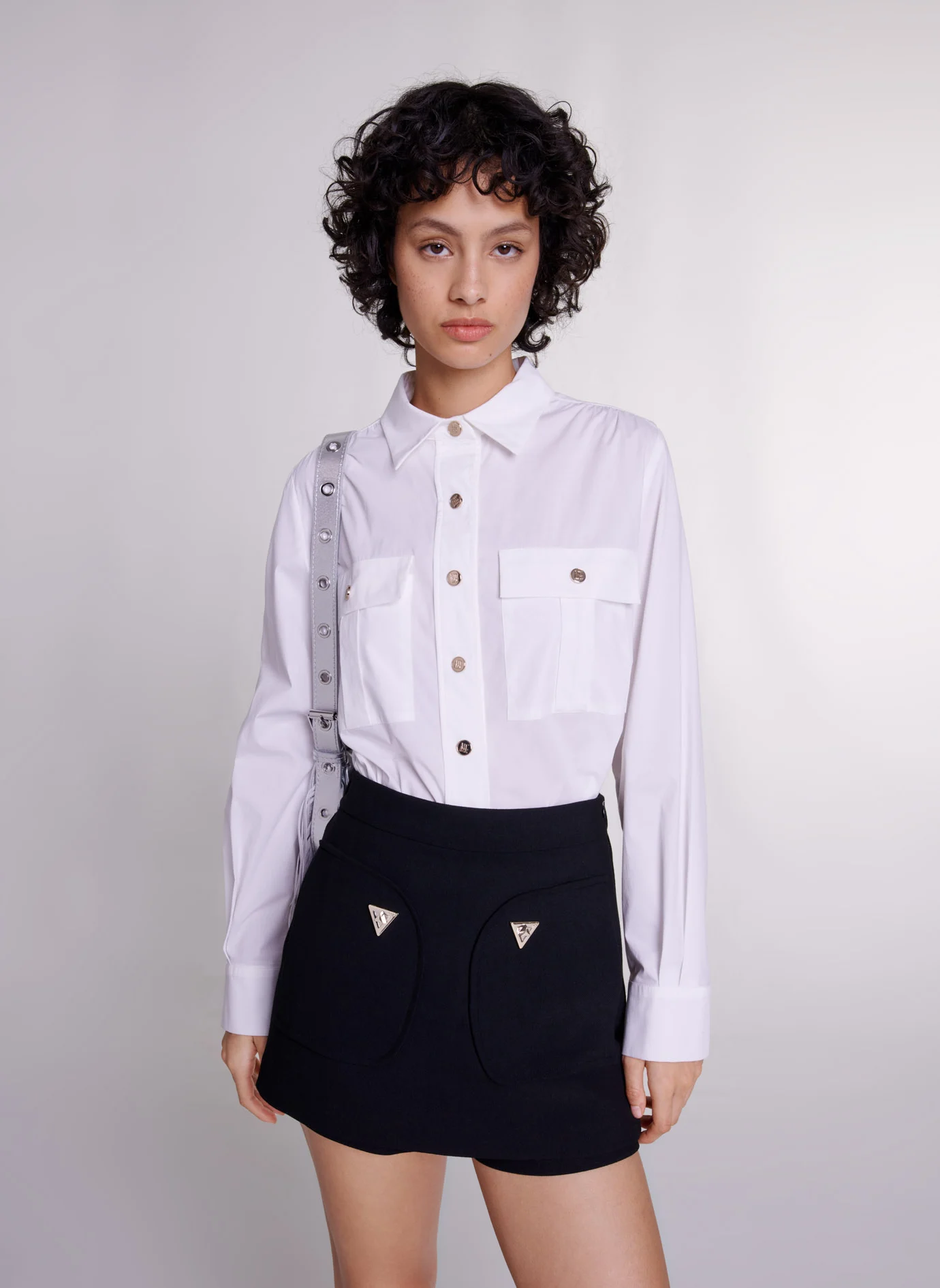 Jupe-short droite taille haute thermocollante | Noir
