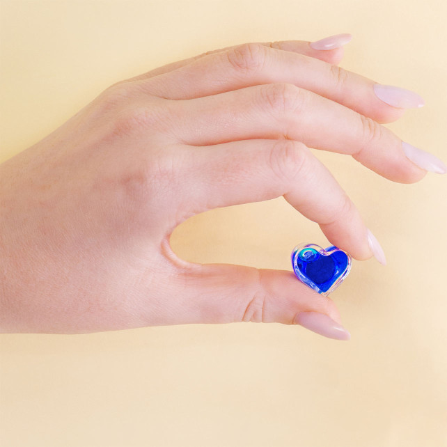 Bague en verre soufflé - Coeur Nano transparent