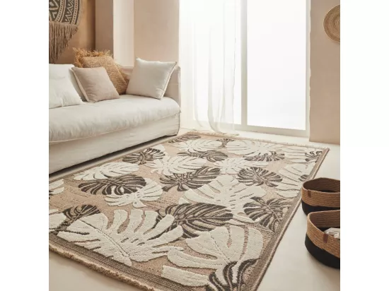 Tapis intérieur extérieur aspect jute noir Tijuana 9062 noir 90 x 67 cm
