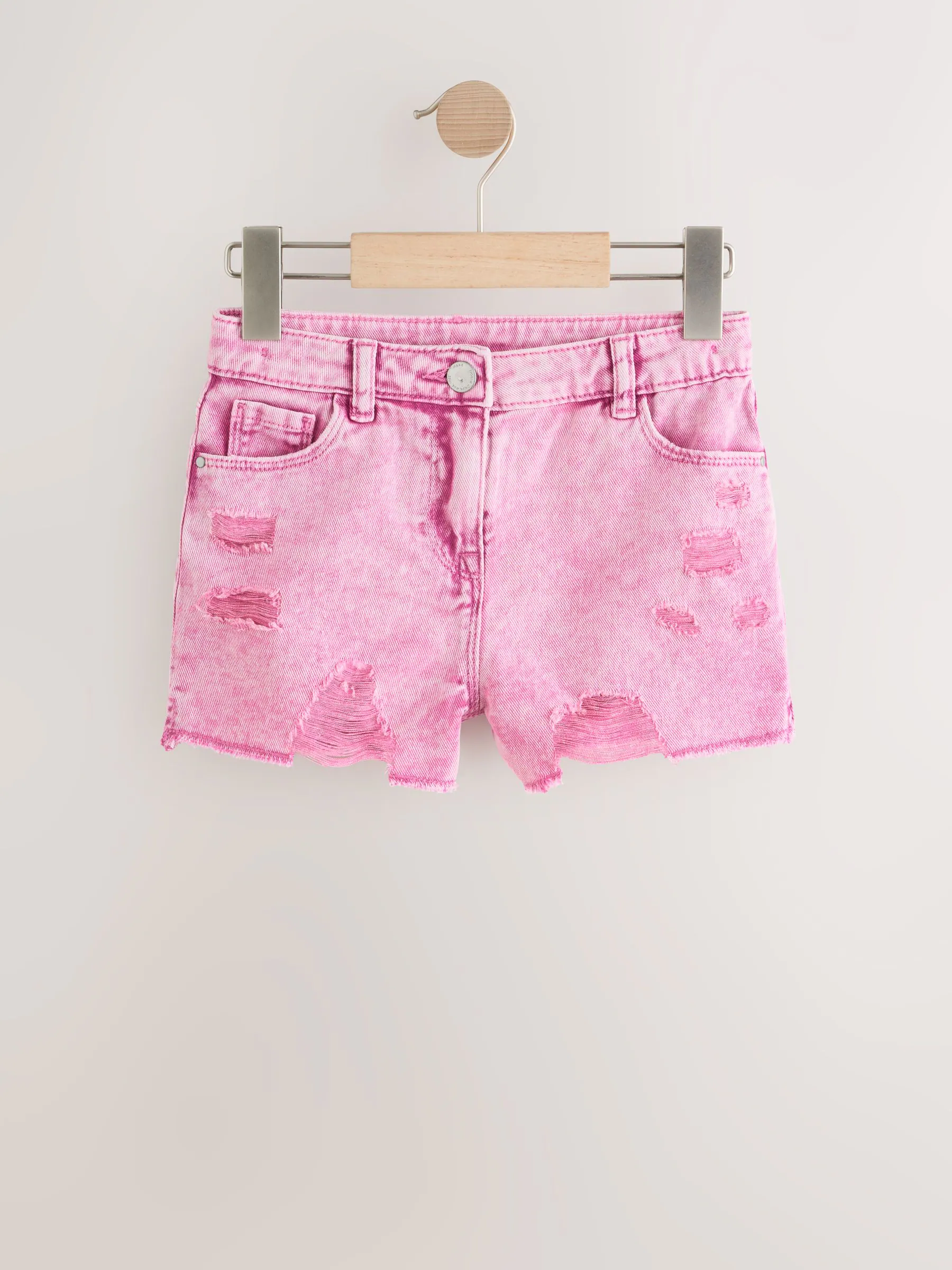 Roze - 100% katoenen shorts met gerafelde rand (3-16jr)