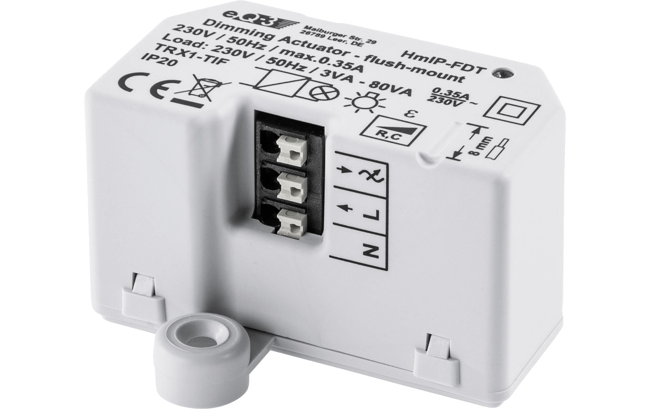 Smart Home Funk-Dimmaktor Unterputz Phasenabschnitt3 - 80 VA für ohmsche und kapazitive Lasten – HmIP-FDT