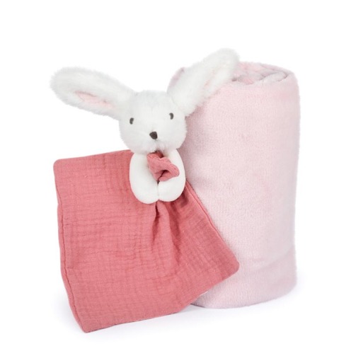 Plaid et Doudou Happy BOHO (Plaid rose) - DOUDOU ET COMPAGNIE