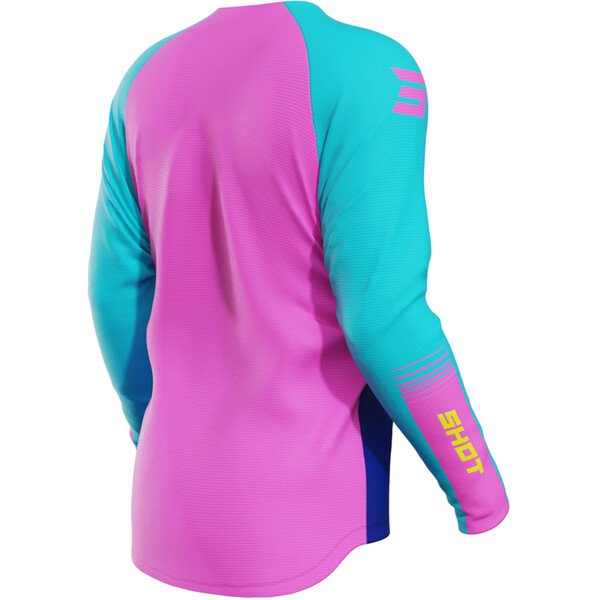 Shot - Maillot enfant Draw Kid Tracer Rose / Turquoise / Jaune fluo