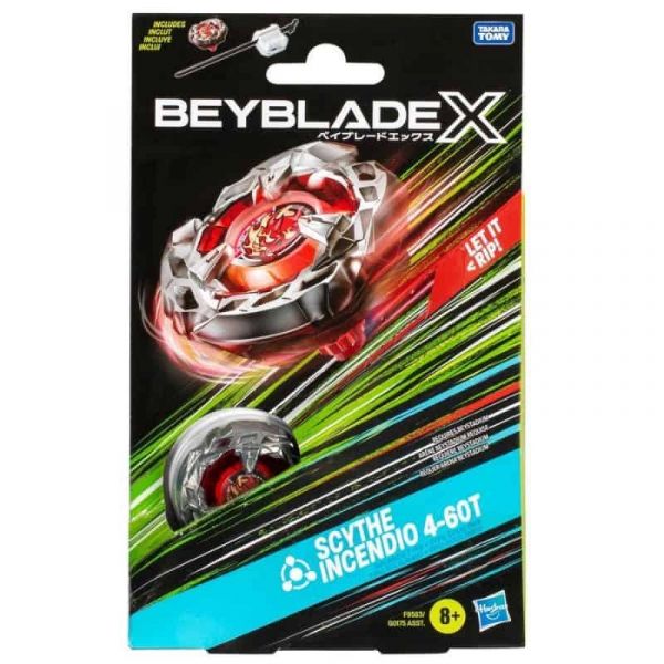 Hasbro Pião Beyblade X Scythe Incendio 4-60T Kit Inicial F9583