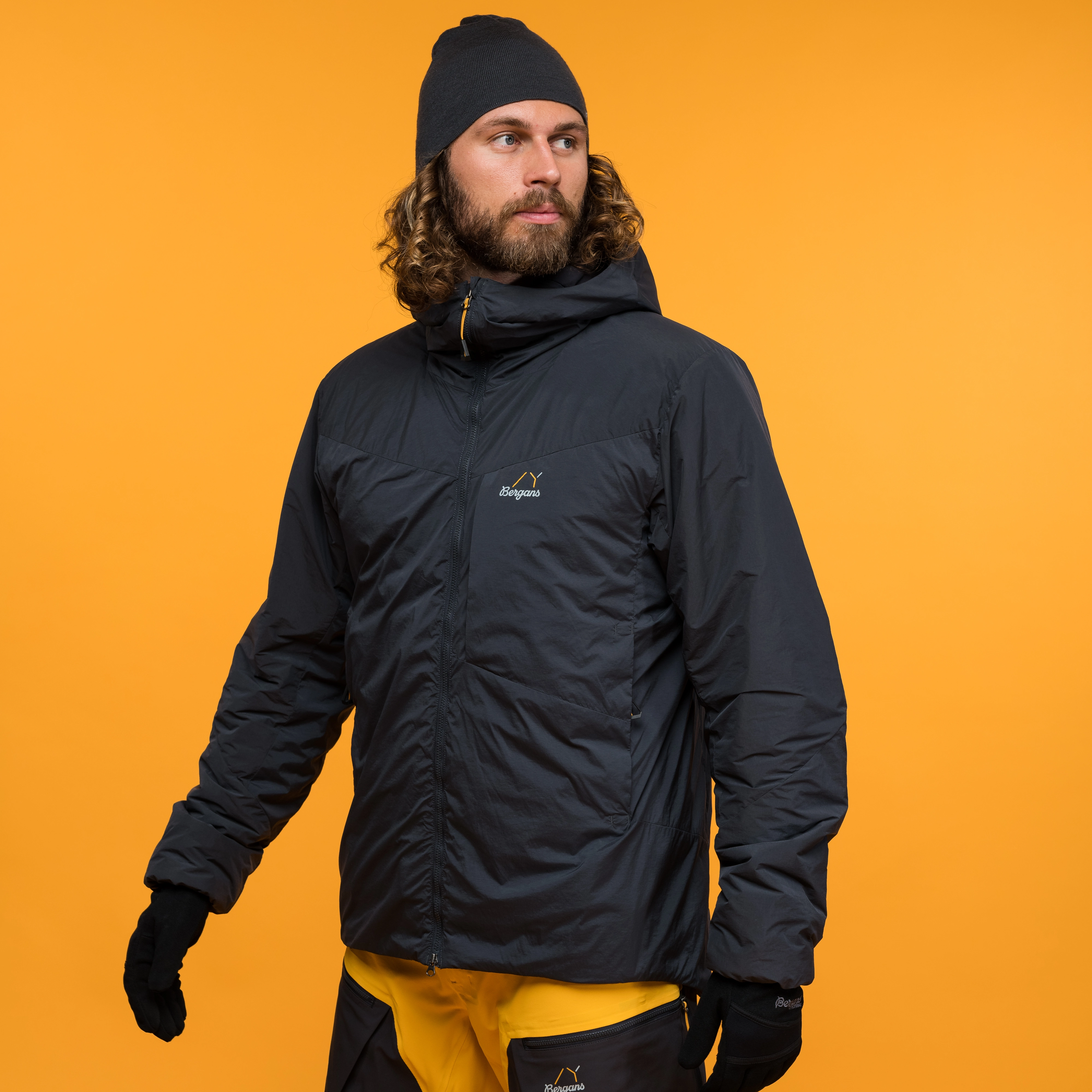 Y MountainLine Insulated Windbreaker Jacket Men Dark Shadow Grey