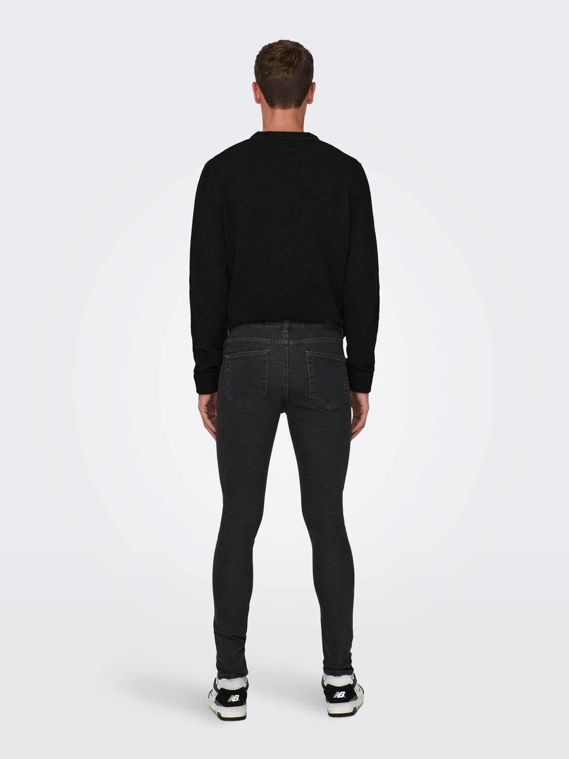 ONSFLY Mittlere Taille Spray on Fit Jeans Grey Denim