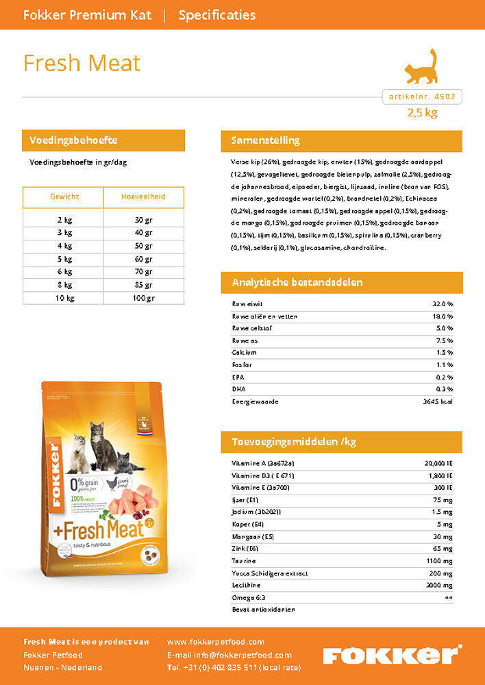 Fokker Fresh Meat - Kattenvoer - 7 Kilogram - kip