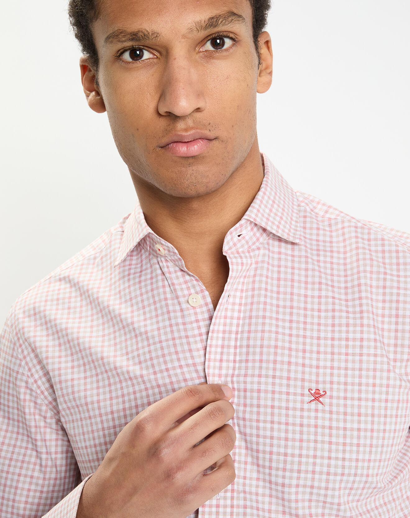 Hackett London Chemise Slim Fit à vichy tricolore orange moyen