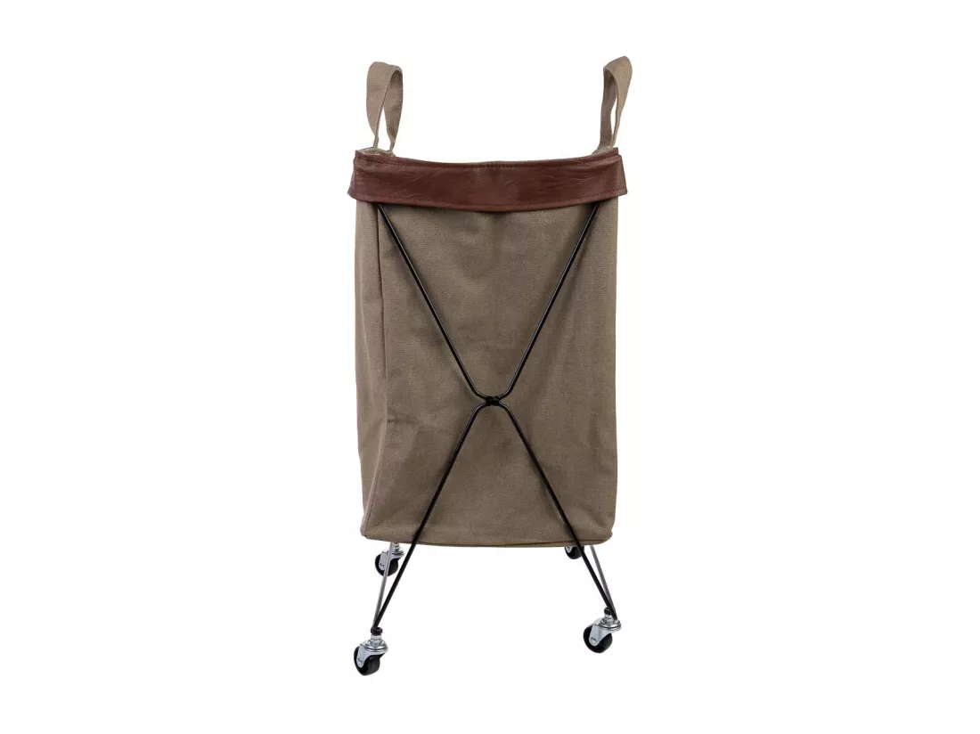 Panier à linge en métal et tissu 41x32x58