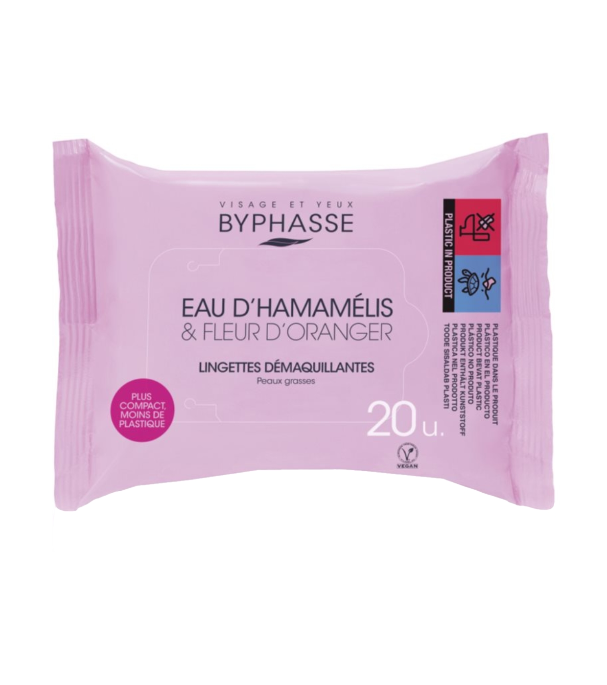 Byphasse - Toalhitas desmaquilhantes 20 unidades - Witch hazel water and orange blossom