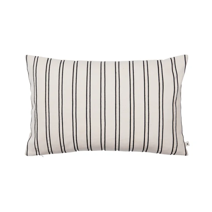 Ferm Living - Twill Kissen, 40 x 60 cm, off-white / schwarz