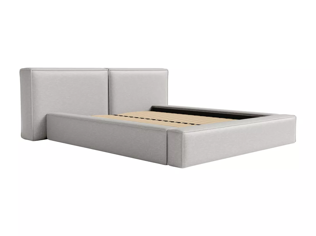 Lit coffre 160 x 200 cm - Tissu - Gris clair + Matelas - TIMANO de Pascal Morabito