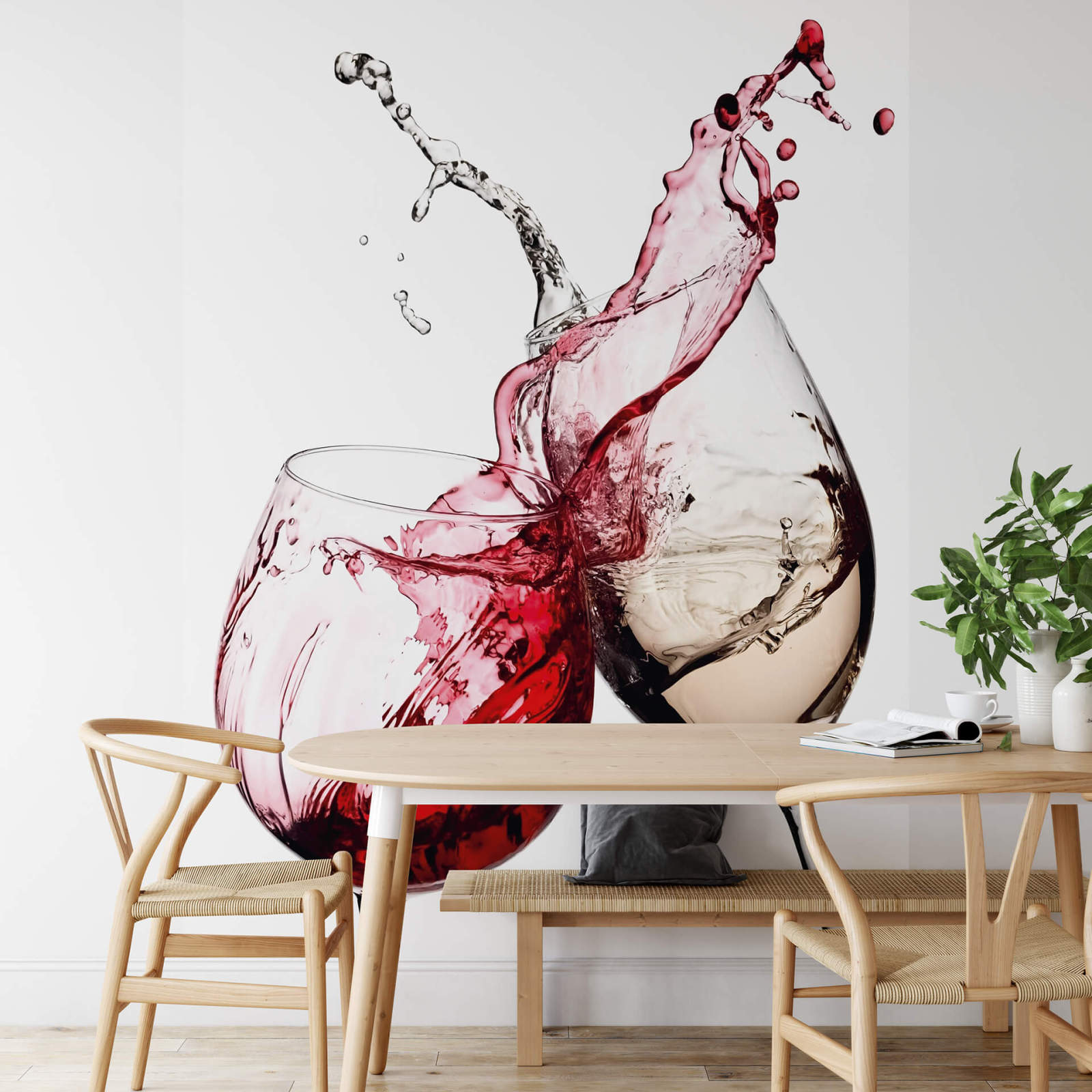 Fototapete DESIGNWALLS 2.0 - rot-weiß - Weingläser - 2,6 Meter