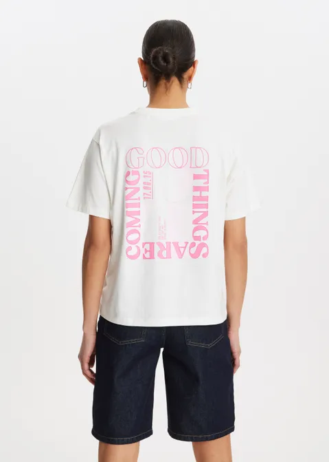 T-shirt met print good things off-white (WIT.O)