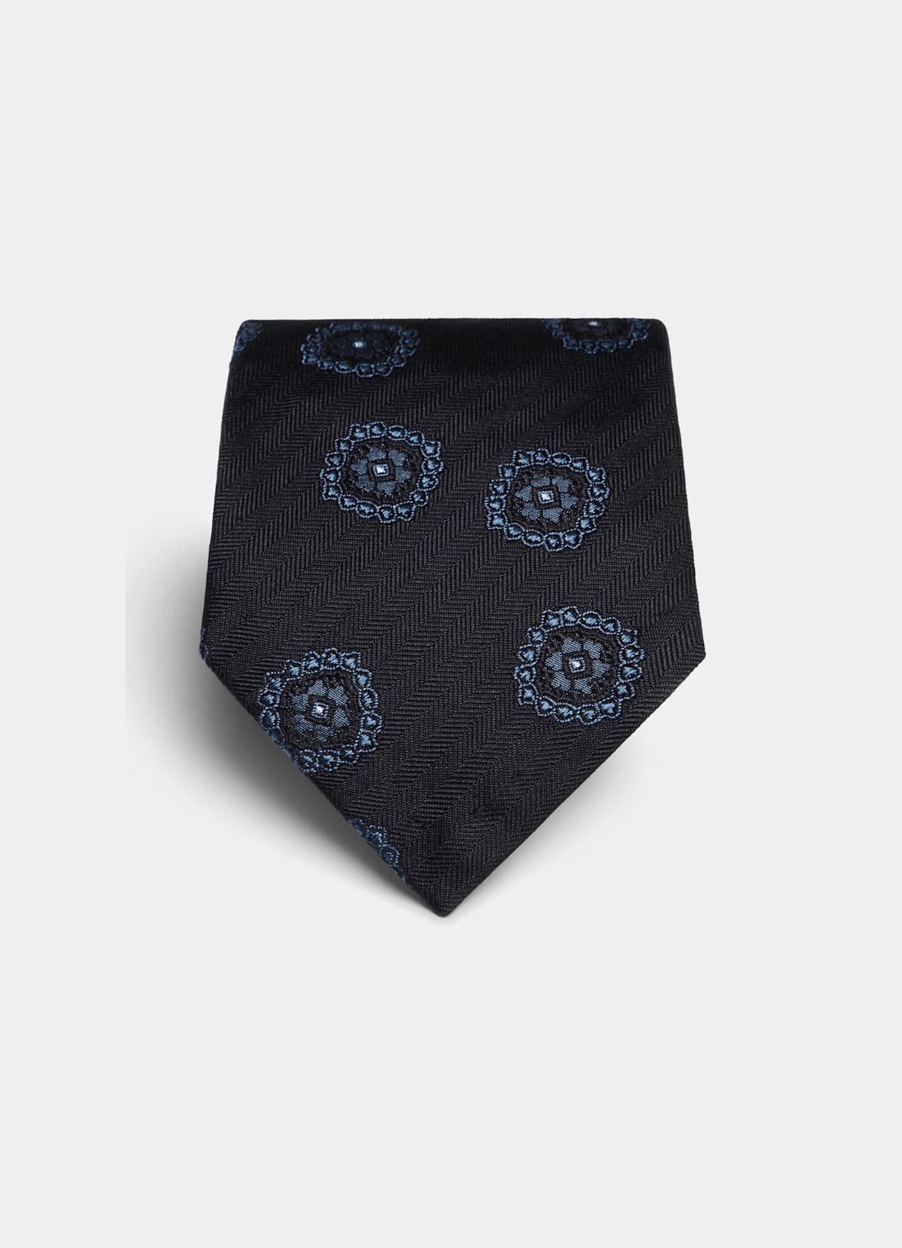 Cravate bleu marine motif graphique
