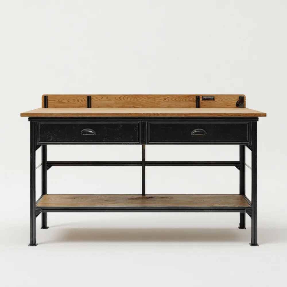 Werkbank Holz-Metall 150x75x100 cm - Industrie-Design