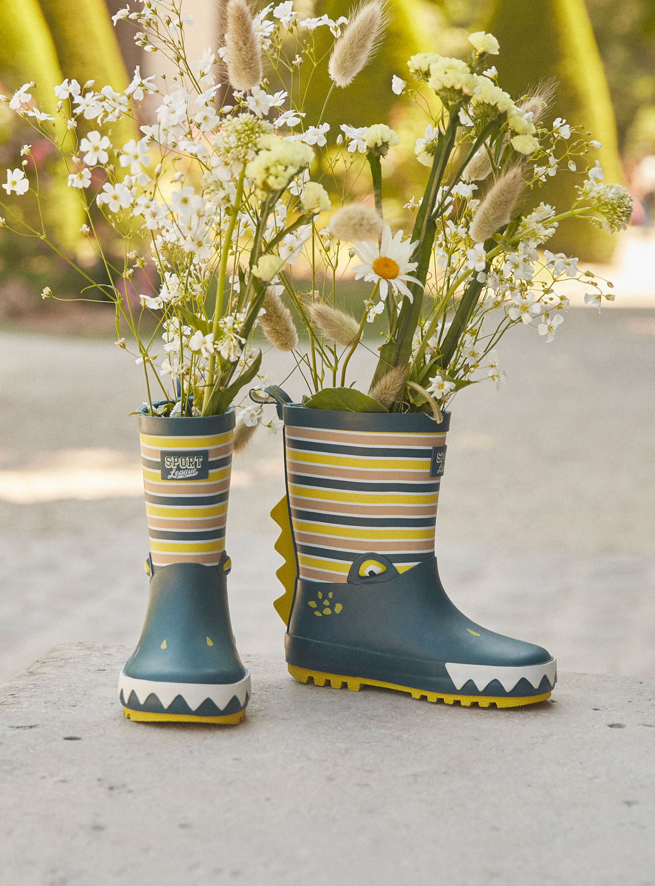 Bottes de pluie vertes à imprimé dinosaures