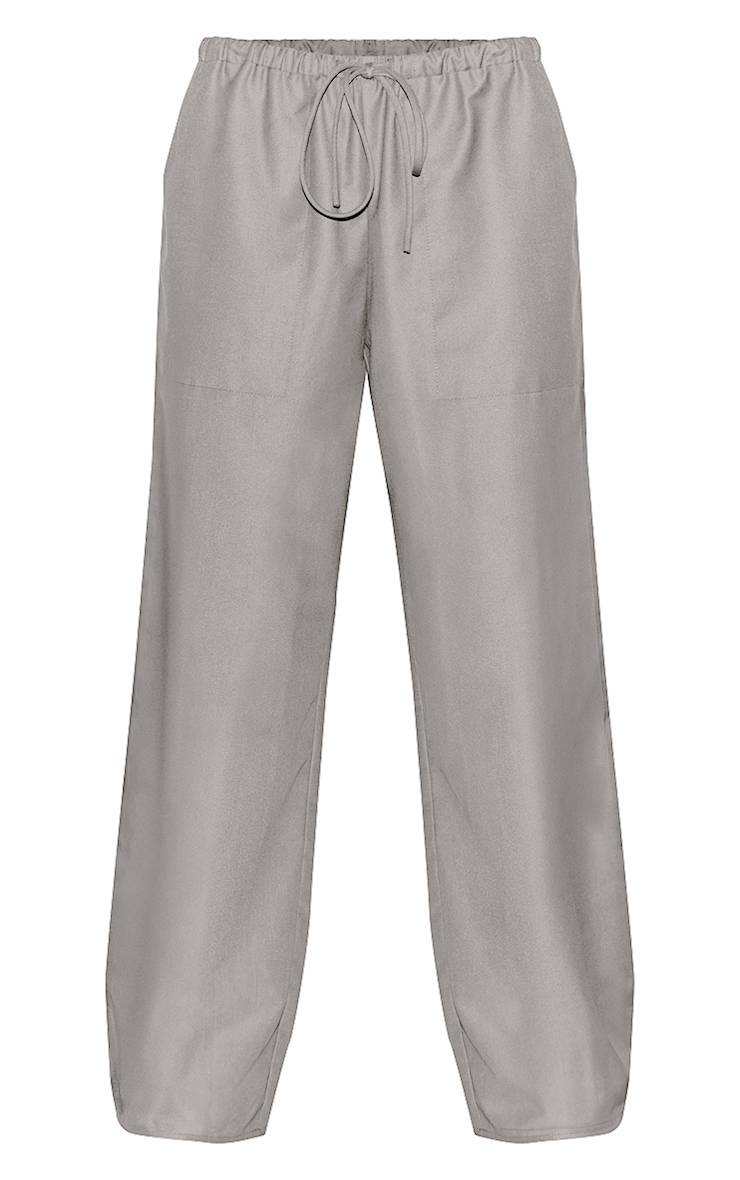 Gris Pantalon Ample Taille Basse En Tissu Tissé Avec Cordon De Serrage