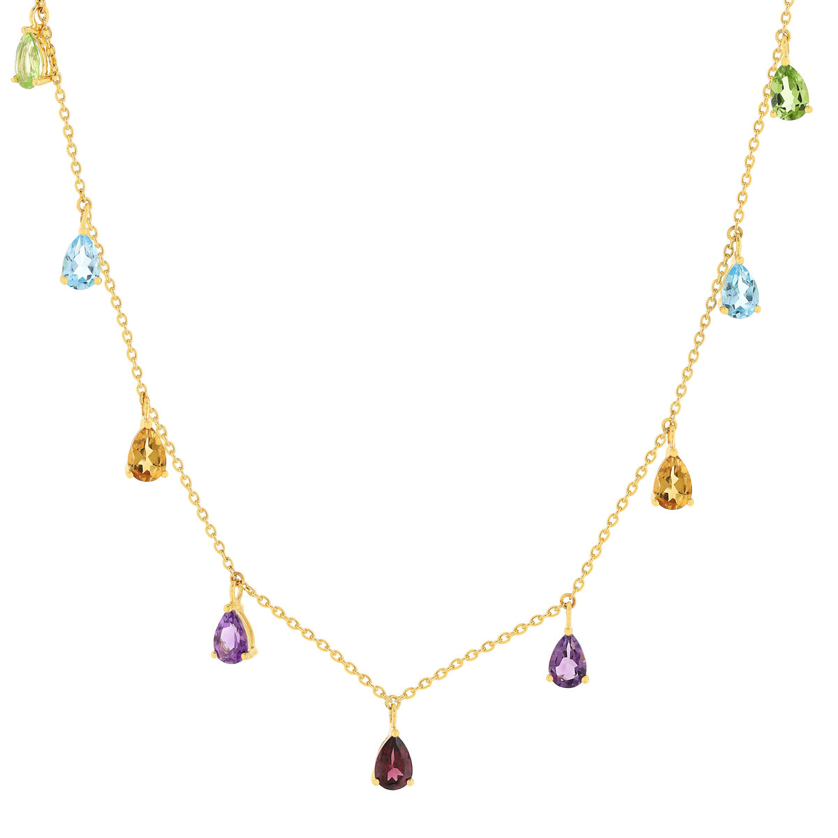 Collier or 375 jaune pierres fines et précieuses 45cm anneau de raccourcissement à 42cm