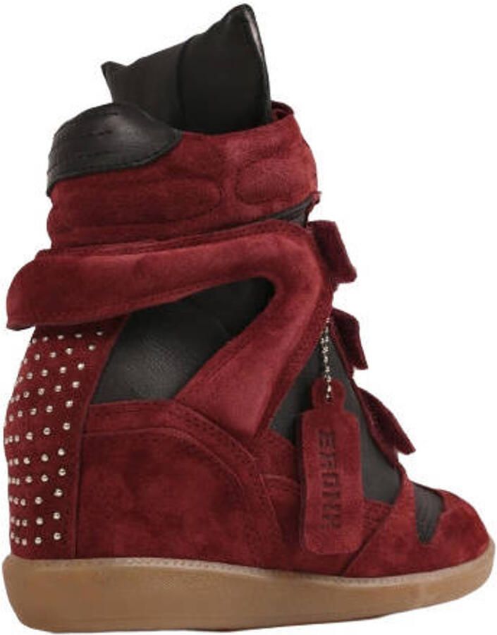 BRONX Jae-yy suède sneakers met sleehak bordeaux