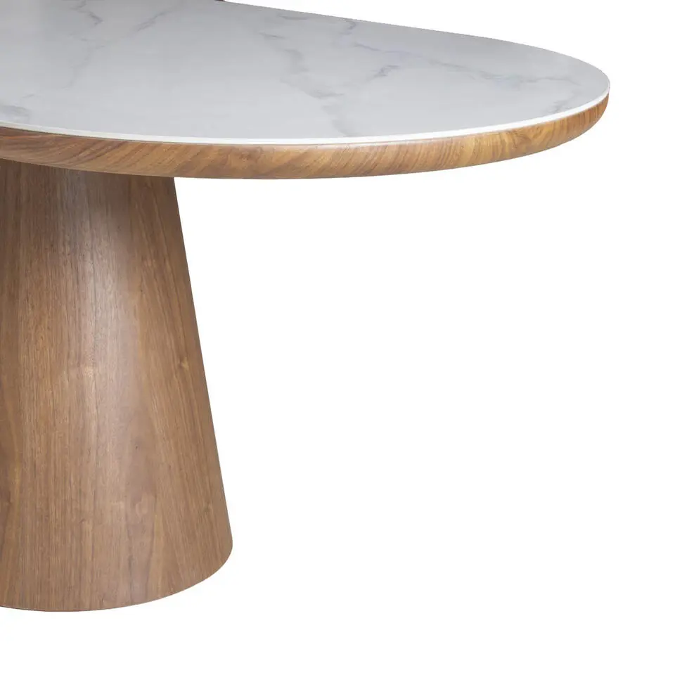Eettafel Wit Keramiek/Walnoot - 200x90x77cm - Alba