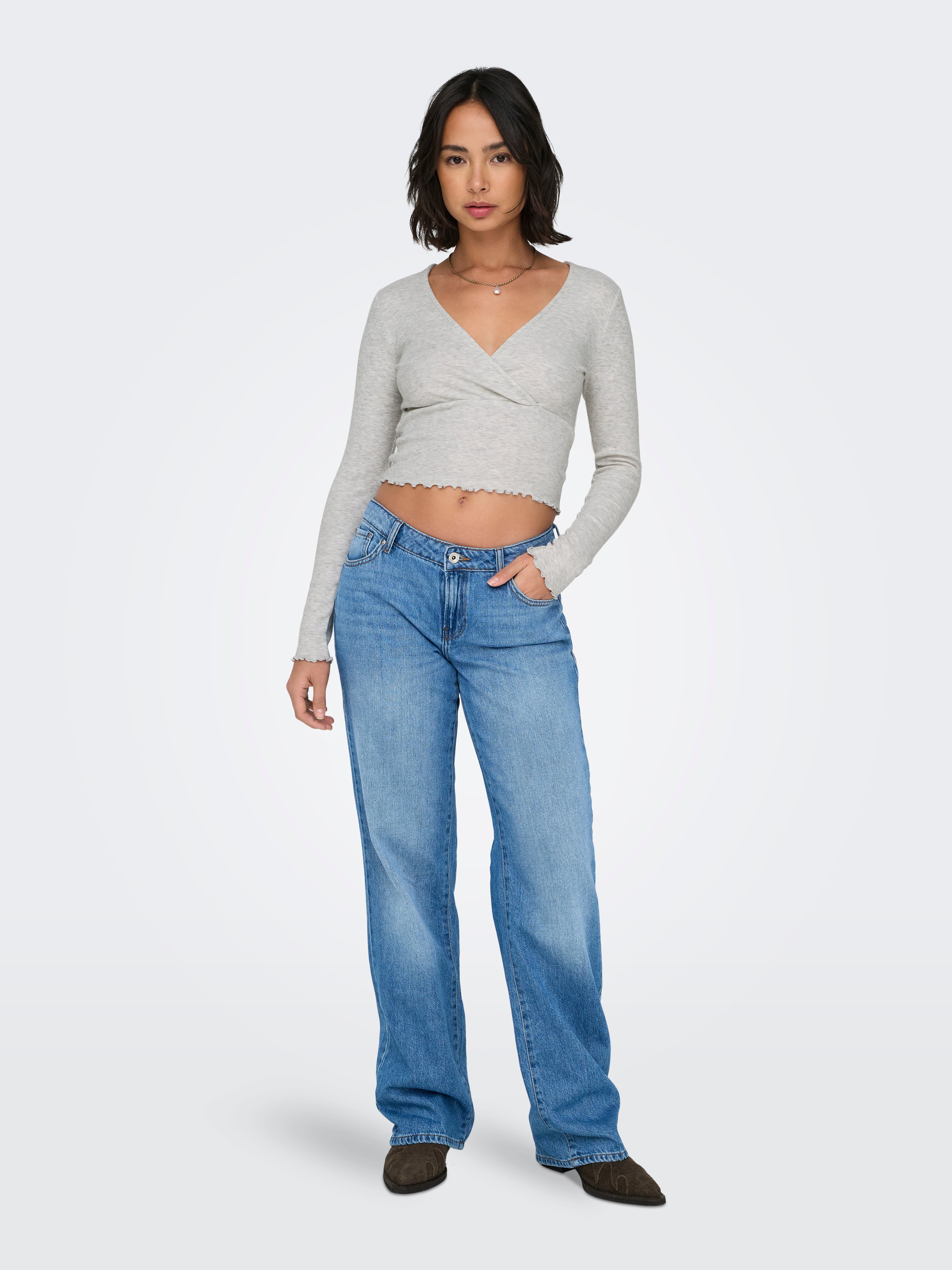 ONLLINA Top Light Grey Melange