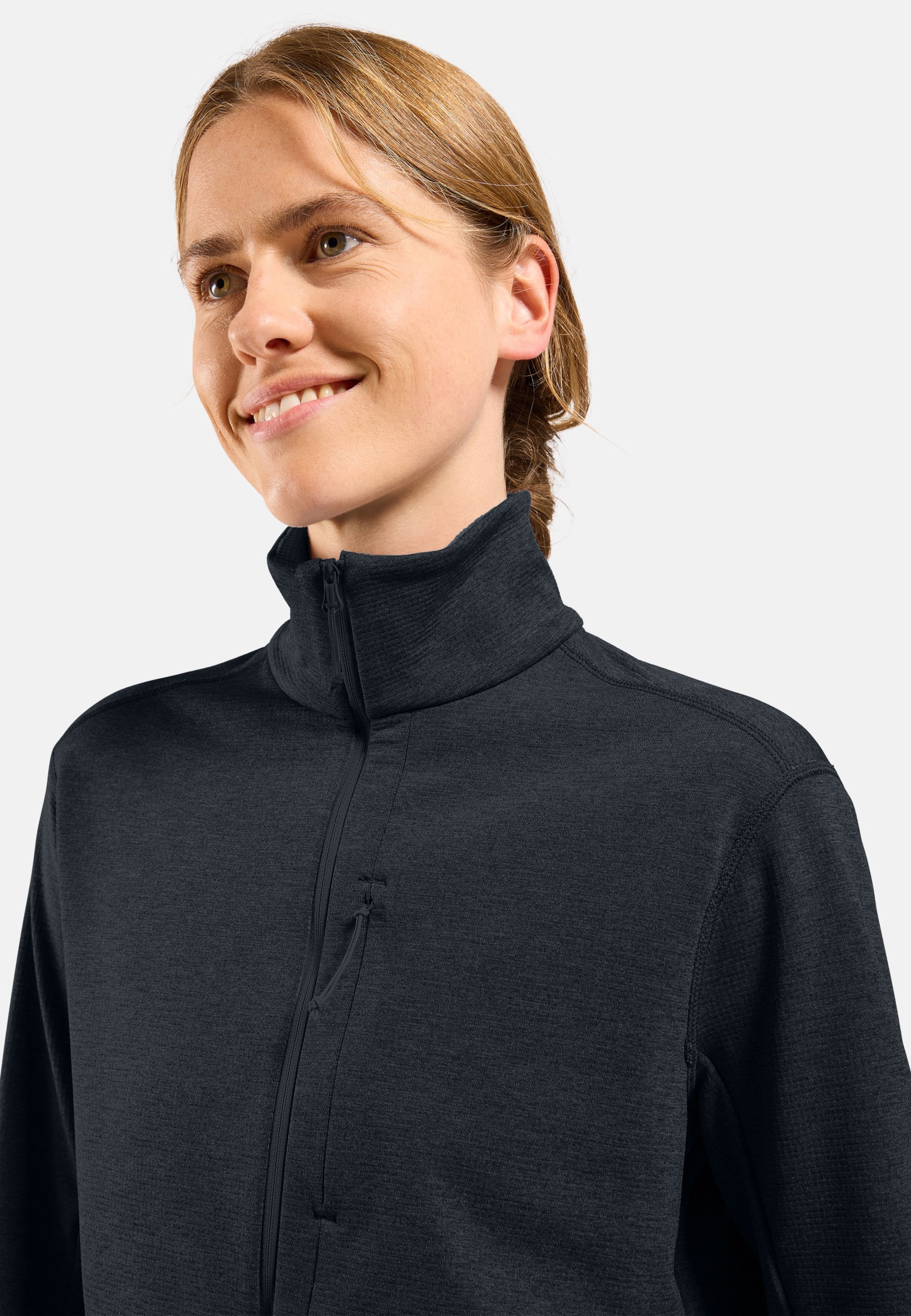 Essentials Multisport Mid Layer aus Grid-Fleece mit Halbreissverschluss in black melange