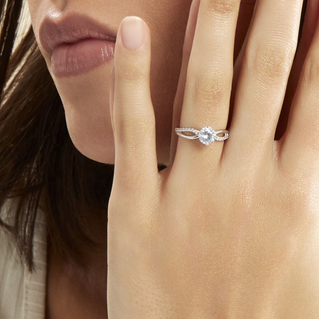 Bague Solitaire Essie Argent Blanc Oxyde De Zirconium
