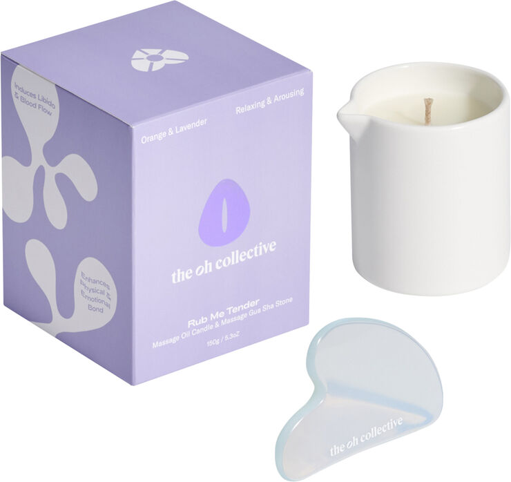 The Oh Collective Rub Me Tender - Relaxing Massage candle with Guasha stone 10 Orange & lavender