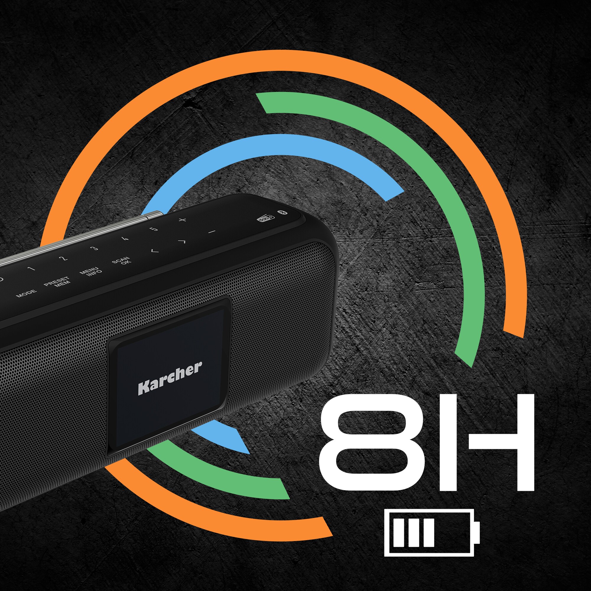 Karcher DAB Go tragbarer Bluetooth Lautsprecher & Digitalradio DAB+, UKW Radio mit 2,4