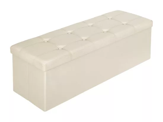 Banc coffre de rangement cuir beige 110 x 38 x 38 cm 2208143