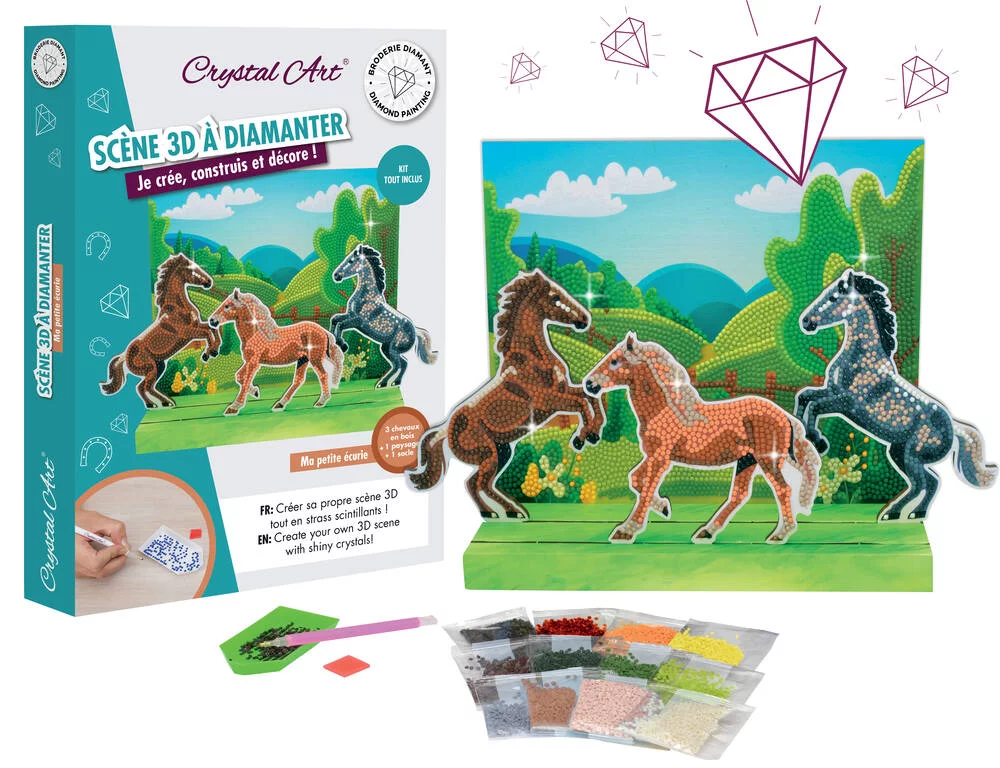 COFFRET A DIAMANTER - 3 CHEVAUX MA PETITE ECURIE