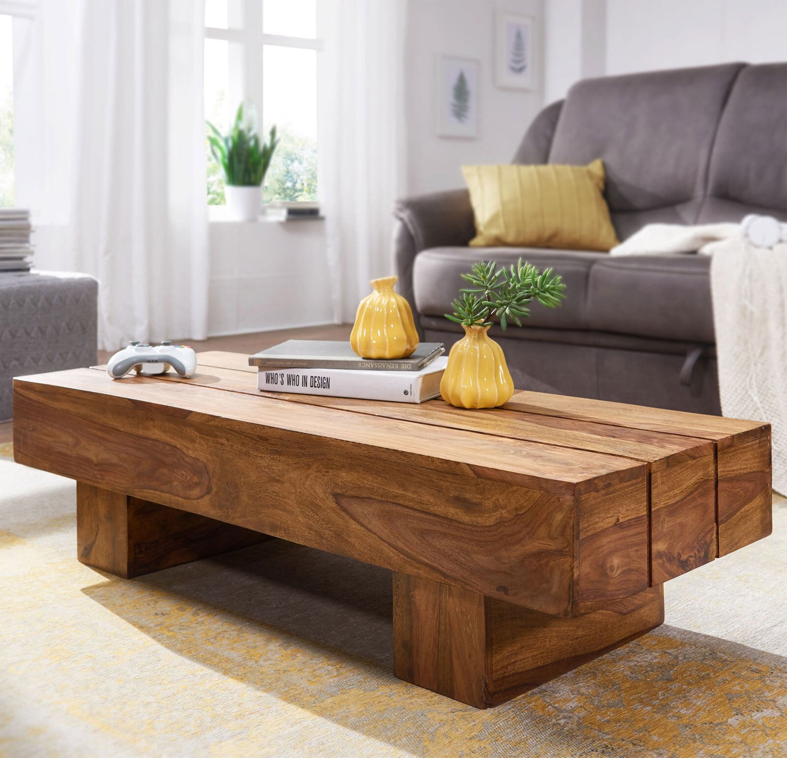 Couchtisch Marcalli 120x45 Massivholz Sheesham