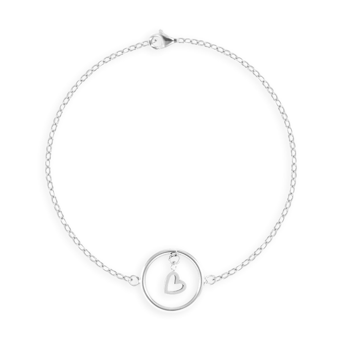 Bracelet coeur en acier argenté