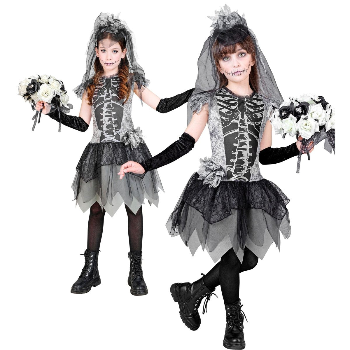 Halloween Jurk Meisje Skelet Bruidje