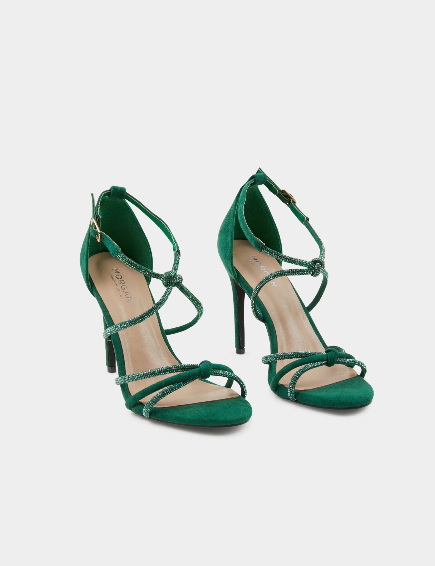 Sandales à talons avec brides strass vert femme - vert