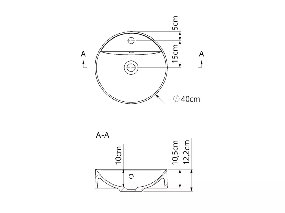 Vasque à poser BJORN - 75% Minéral Blanc Brillant Rond 40cm*H12.2cm - LAVABERG