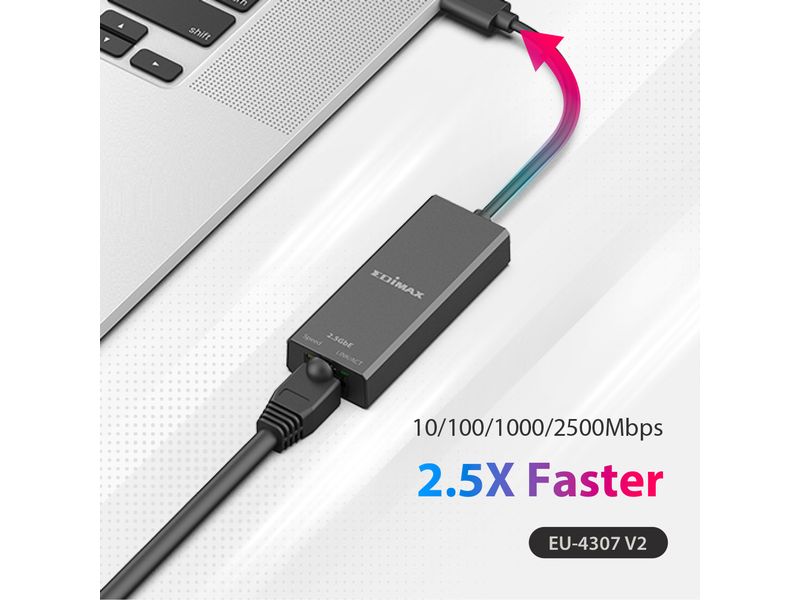 Edimax Netzwerk-Adapter EU-4307 V2 USB 3.1 Typ-C USB-C- zu 2.5G-Gigabit-Ethernet-Adapter