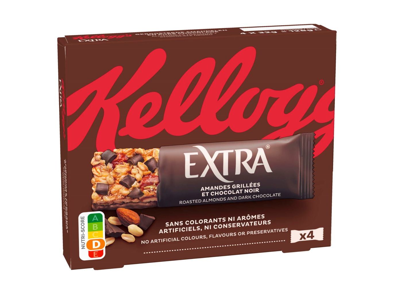 BARRAS KELLOGG'S CEREAIS ADULTO EXTRA AMÊNDOA E CHOCOLATE 4UN