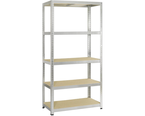 Robuuste stellingkast Atlas, gegalvaniseerd, 176x90x40 cm, 5 houten legborden, draagvermogen 875 kg